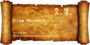 Klem Norbert névjegykártya